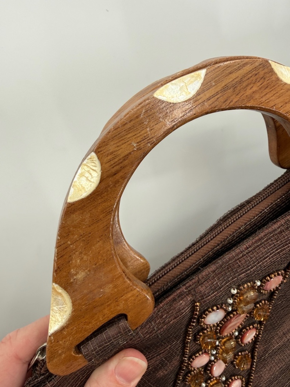 Vintage Bellini Wood Handled Clutch Handbag - Picture 11 of 16